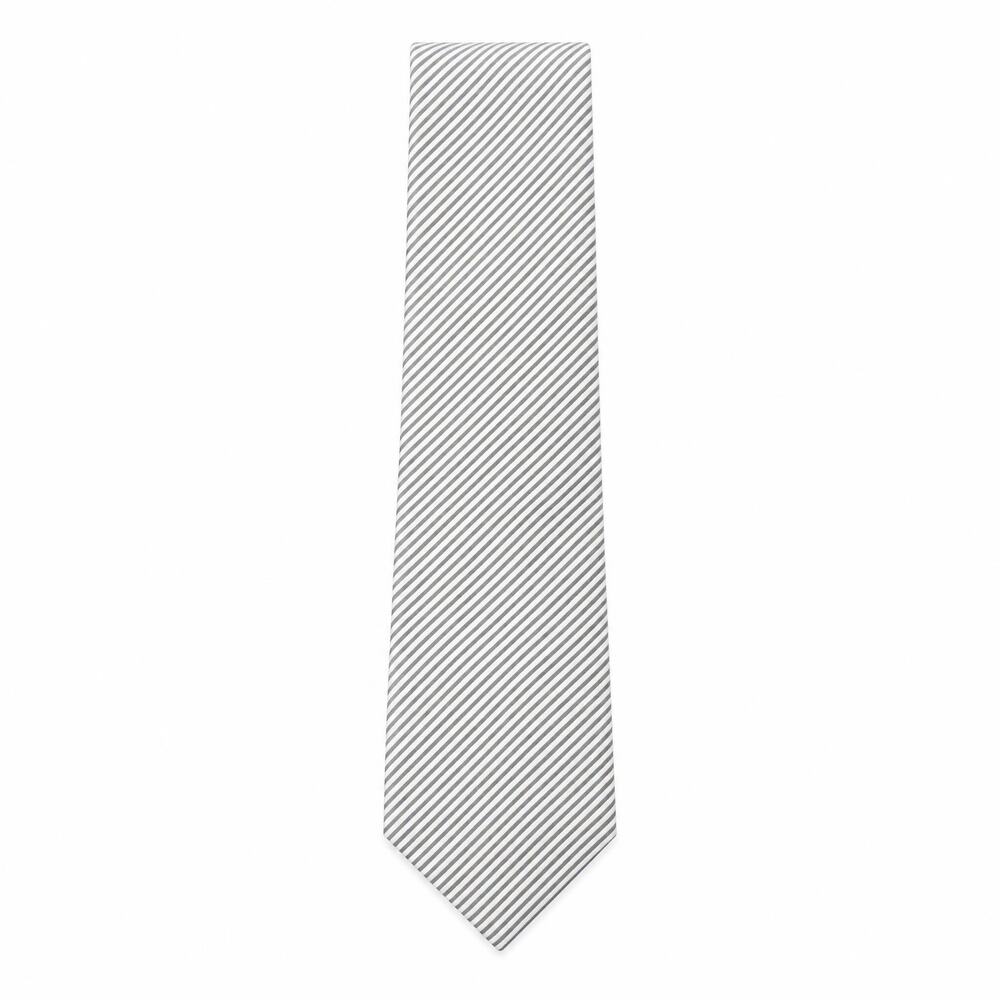 NWT Geoffrey Beene Silver Grey Striped 100% Silk Tie Handmade Mens Necktie